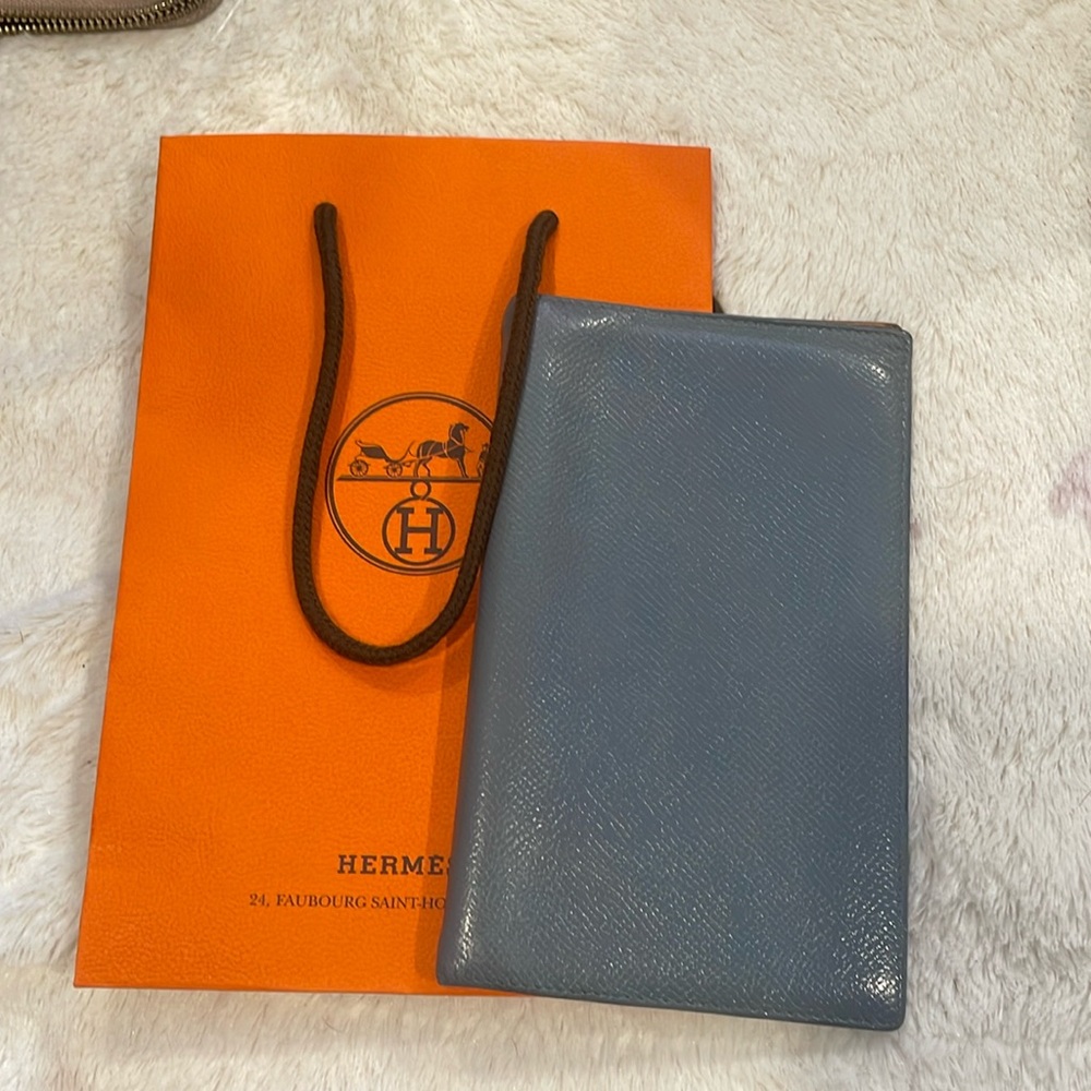 Hermes Blue/Gray Agenda with Bag